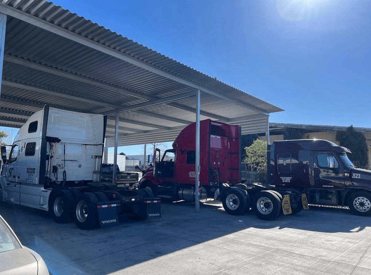 Trucks parked at the Best Bro’s Truck and Trailer Repair yard